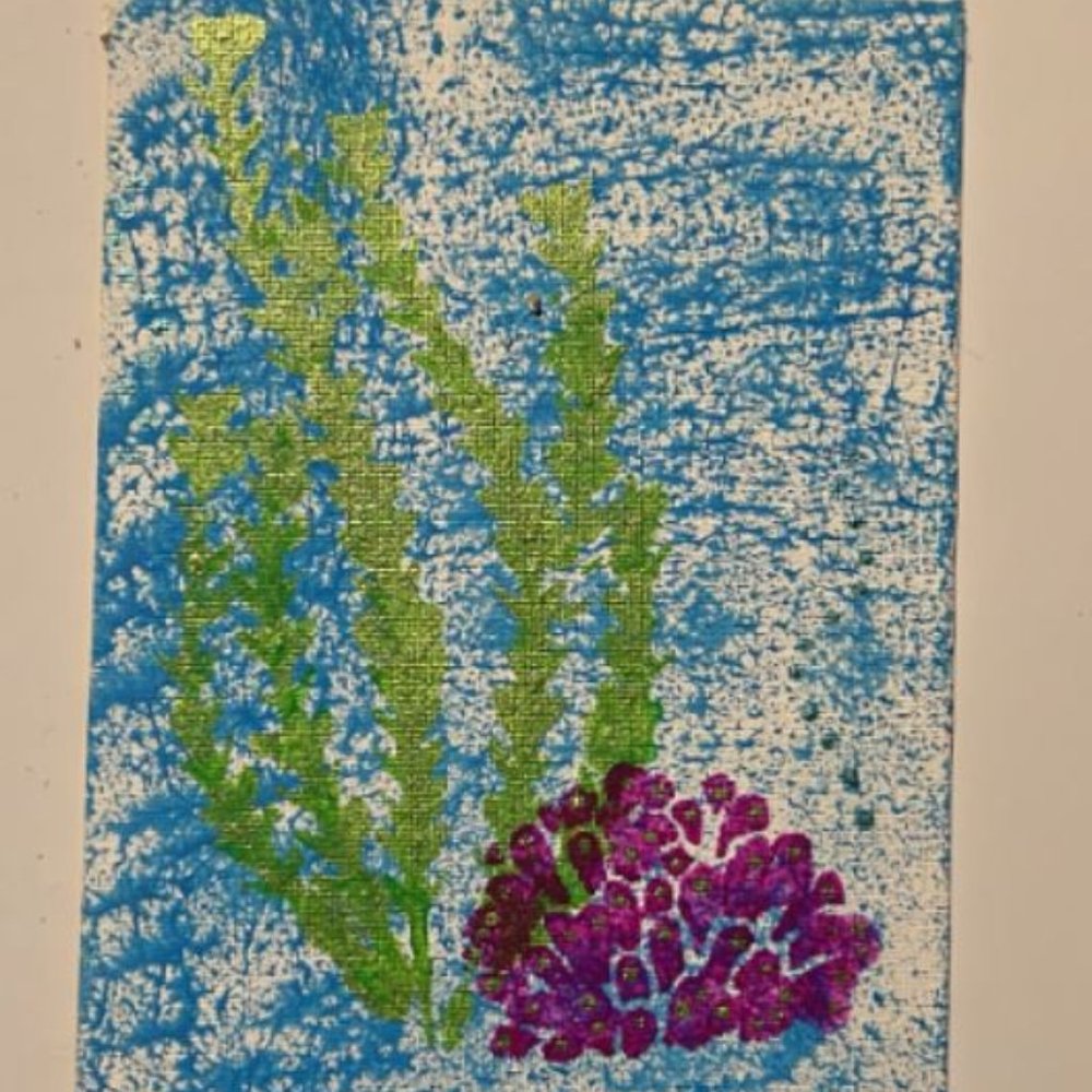 UV BLACKLIGHT CORAL PAINTING White Canvas Saltwater ACquarium Reef Ocean Life